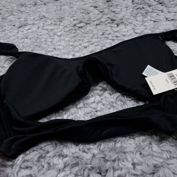 Aerie Ruffle Wide Strap Scoop Bikini Swim Top Women's Size Small Black - Picture 6 of 6